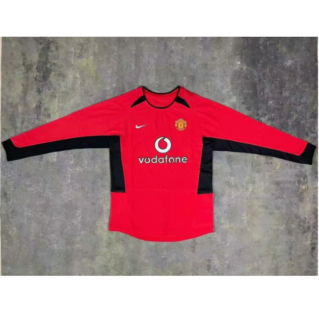 02-04 Manchester United Retro Long Sleeve Home Kit Soccer Jersey